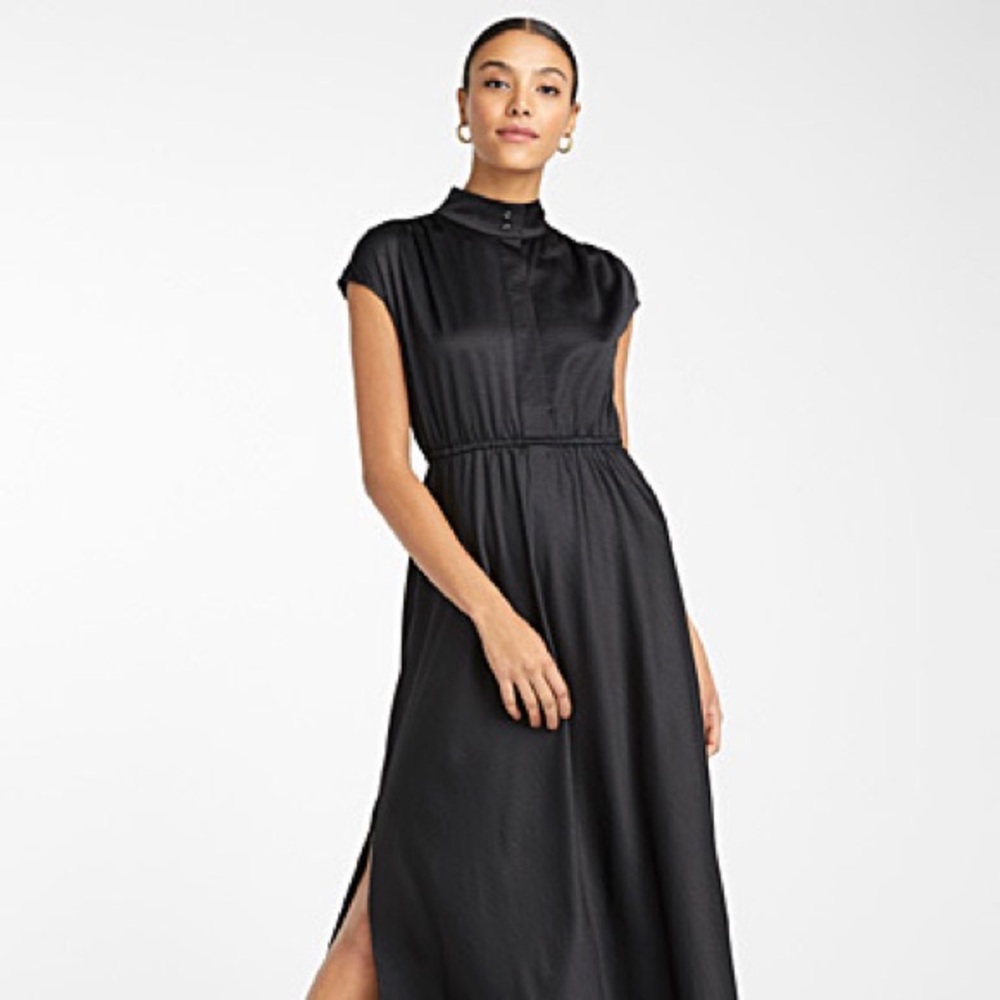 Simons black maxi dress with collar